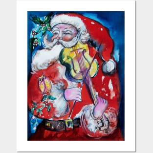 SANTA CLAUS VIOLIN PLAYER /  MUSICAL CHRISTMAS PARTY Posters and Art